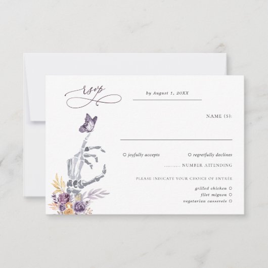 Floral Skeleton | Halloween Wedding RSVP (Voorkant)