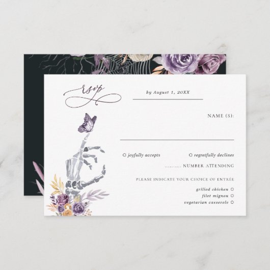Floral Skeleton | Halloween Wedding RSVP (Voorkant / Achterkant)