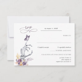 Floral Skeleton | Halloween Wedding RSVP Kaartje
