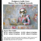 Floral Skeleton in Headphones EQ9L Decoupage Tissuepapier