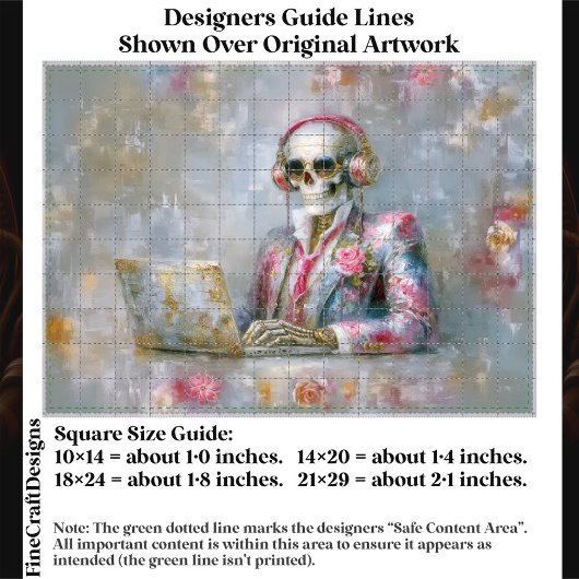 Floral Skeleton in Headphones EQ9L Decoupage Tissuepapier