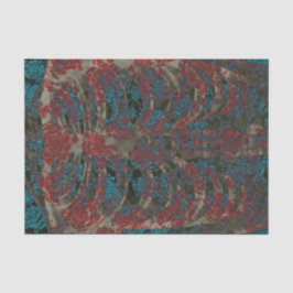 Floral Skeleton Rib Cage Blauwgroen Rood  Antiek Tissuepapier