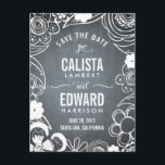 Floral Sketch Bewaar de datum - schoolbord Aankondigingskaart<br><div class="desc">Moderne en stijlvolle sla de datumkaarten op van Berry Berry Sweet Design. Bezoek onze design showroom op WWW.BERRYBERRYSWEET.COM</div>