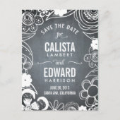 Floral Sketch Bewaar de datum - schoolbord Aankondigingskaart (Voorkant)