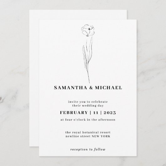 Floral Sketch Clear Indie Botanisch Kaart (Voorkant / Achterkant)