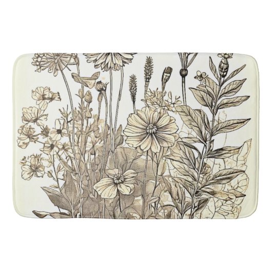 Floral Sketch Design Badmat (Voorkant)