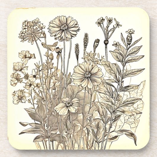 Floral Sketch Design Bier Onderzetter (Voorkant)