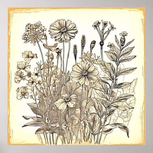 Floral Sketch Design Poster (Voorkant)