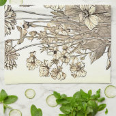 Floral Sketch Design Theedoek (Gevouwen)