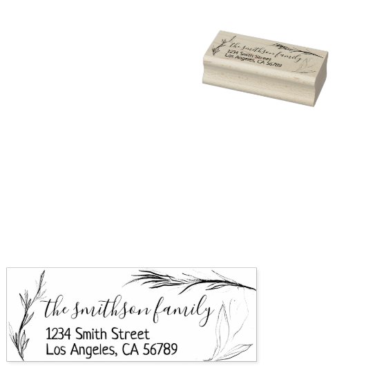 Floral Sketch Handtekening Aangepaste naam Rubberstempel (Gestempeld)