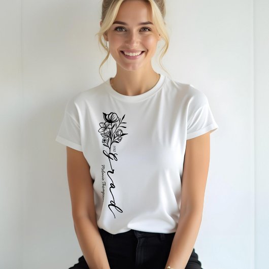 Floral Sketch Modern Afstudeerder Script Persoonli Tri-Blend Shirt