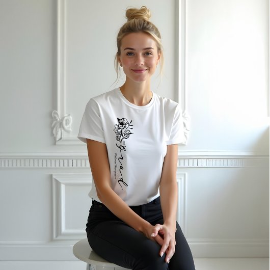 Floral Sketch Modern Afstudeerder Script Persoonli Tri-Blend Shirt