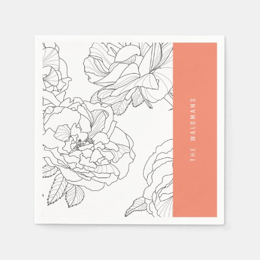 Floral Sketch Napkin Servet (Voorkant)