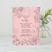Floral Sketch on Pink Bridal Shower Invitation Kaart (Staand voorkant)