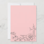 Floral Sketch on Pink Bridal Shower Invitation Kaart (Achterkant)