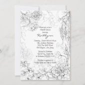 Floral Sketch on White Bridal Shower Invitation Kaart (Voorkant)