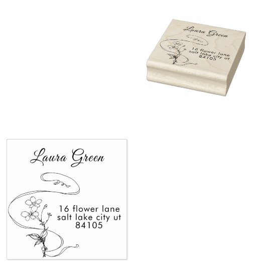 Floral sketch rubberstempel (Gestempeld)