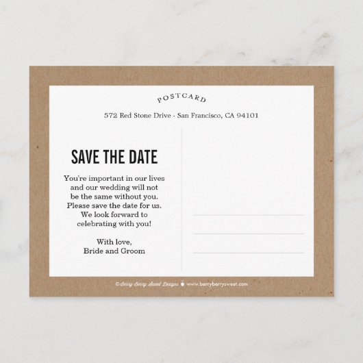 Floral Sketch Save the Date - Ambacht Aankondigingskaart (Achterkant)