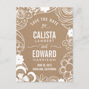 Floral Sketch Save the Date - Craft Aankondigingskaart