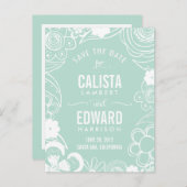 Floral Sketch Sla de datum op - Bewerkbare kleur Aankondigingskaart (Voorkant / Achterkant)