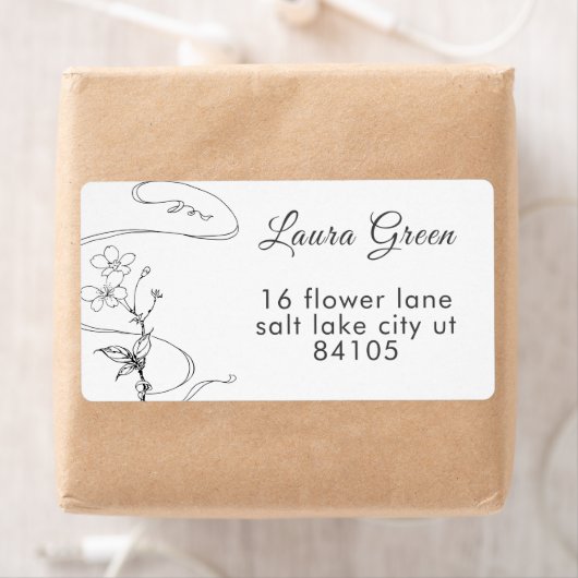 Floral Sketch-verzending Etiket (Insitu)