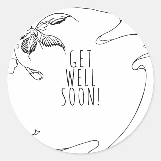 Floral Sketch wordt goed Ronde Sticker (Voorkant)