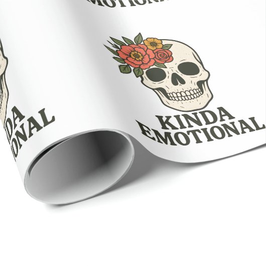 Floral Skull Aesthetic with Soft Emotional Touch Cadeaupapier (Rol Hoek)