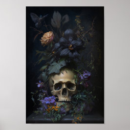 Floral Skull Art - Stijlvol Poster