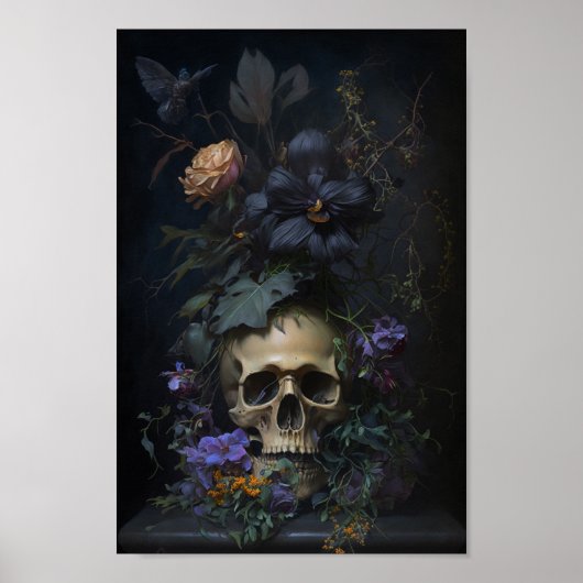 Floral Skull Art - Stijlvol Poster (Voorkant)