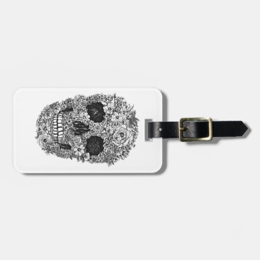 Floral Skull Bagagelabel (Voorkant horizontaal)
