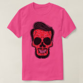Floral Skull Beard Skull met Beard en Mustache F T-shirt (Design voorkant)