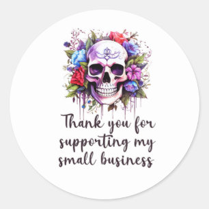 Floral Skull Bedankt voor het ondersteunen van kle Ronde Sticker