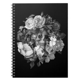  Floral Skull Black en White Custom Notitieboek