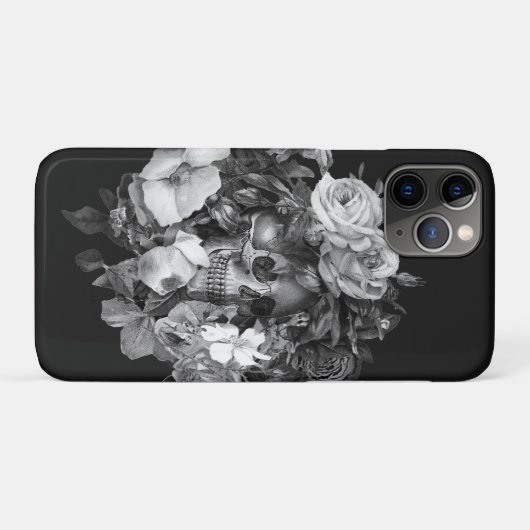  Floral Skull Black & White  Case-Mate iPhone Case (Achterkant (horizontaal))
