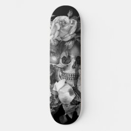  Floral Skull Black & White  Persoonlijk Skateboard