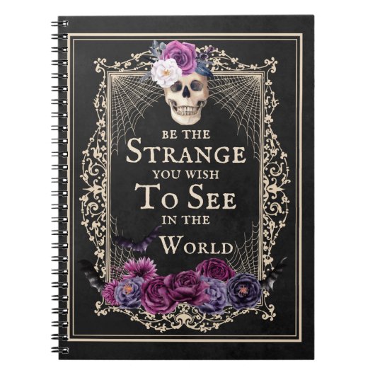 Floral Skull  Border Funny Quote Halloween Notitieboek (Voorkant)