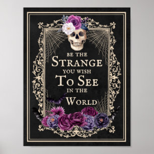 Floral Skull  Border Funny Quote Halloween Poster