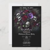 Floral Skull Bouquet Gothic Halloween Dinner Party Kaart (Voorkant)