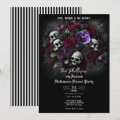 Floral Skull Bouquet Gothic Halloween Dinner Party Kaart (Voorkant / Achterkant)