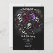 Floral Skull Bouquet Gothic Halloween Verjaardag Kaart (Voorkant)