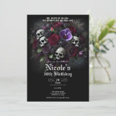 Floral Skull Bouquet Gothic Halloween Verjaardag Kaart (Staand voorkant)