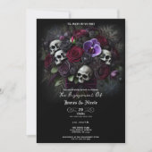 Floral Skull Bouquet Gotisch Halloween Verloving Kaart (Voorkant)
