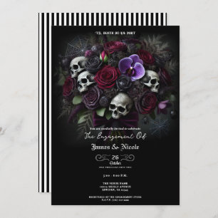 Floral Skull Bouquet Gotisch Halloween Verloving Kaart