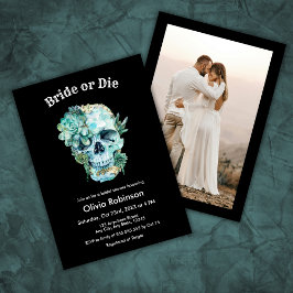 Floral Skull Bride or Die Halloween Vrijgezellenfe Kaart