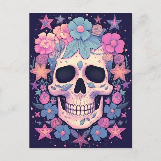 Floral Skull Briefkaart (Voorkant)