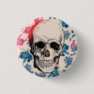 Floral Skull Button
