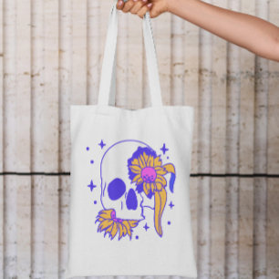 Floral Skull Canvas tas