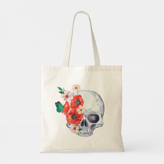 Floral Skull Canvas tas (Achterkant)
