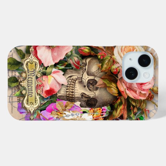  Floral Skull Case-Mate iPhone Case (Achterkant (horizontaal))