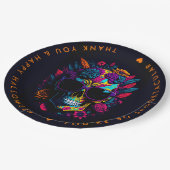 FLORAL SKULL Colorful Halloween Party Papieren Bordje (Gekanteld)